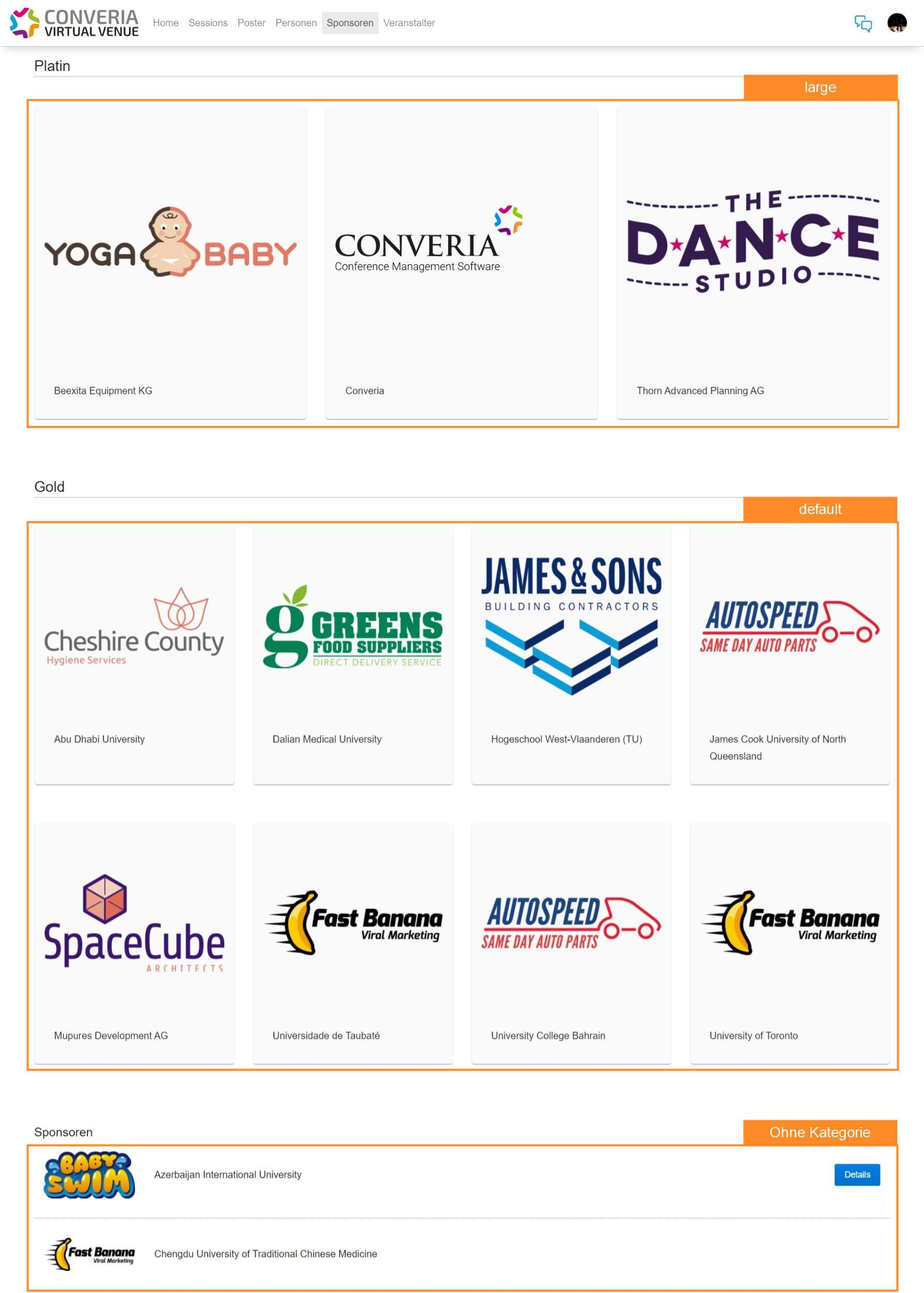 Abb. 1: Frontend-Ansicht - Sponsorenübersicht
