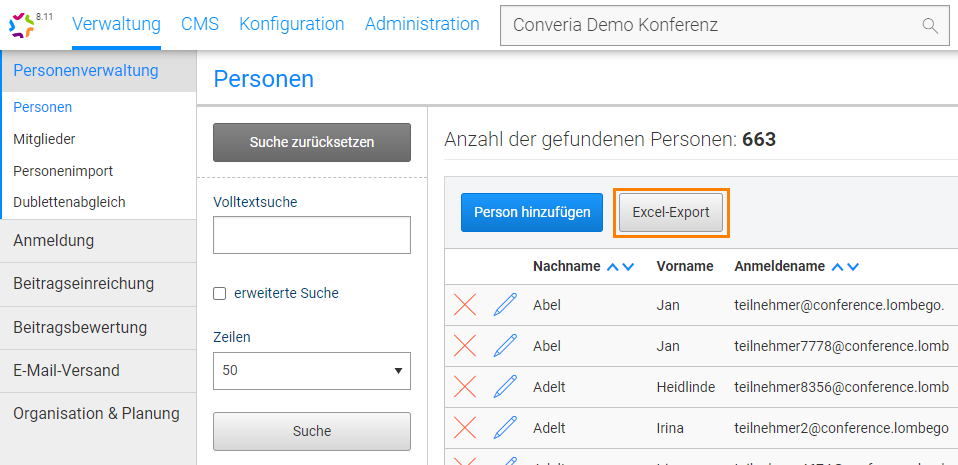 Abb. 1: Export der Personendaten als csv-Datei