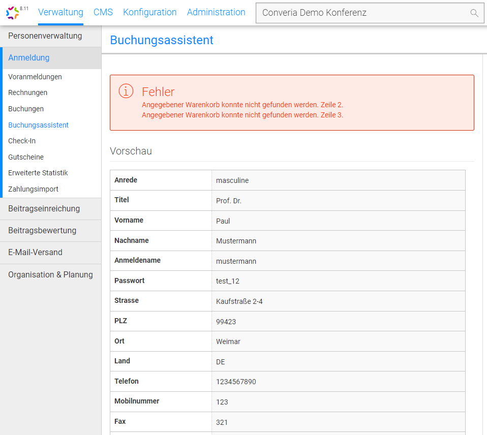Abb. 2: Vorschau des Import-Uploads