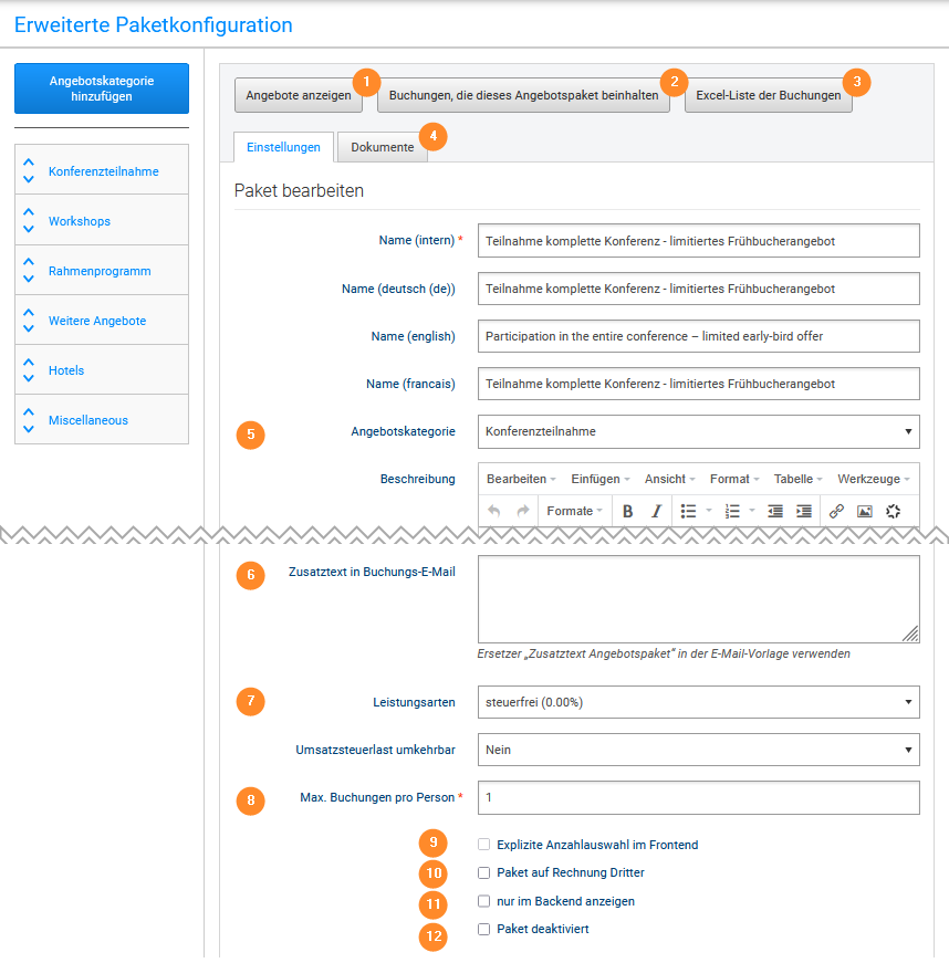 Abb. 2: Bearbeitung der Angebotseigenschaften