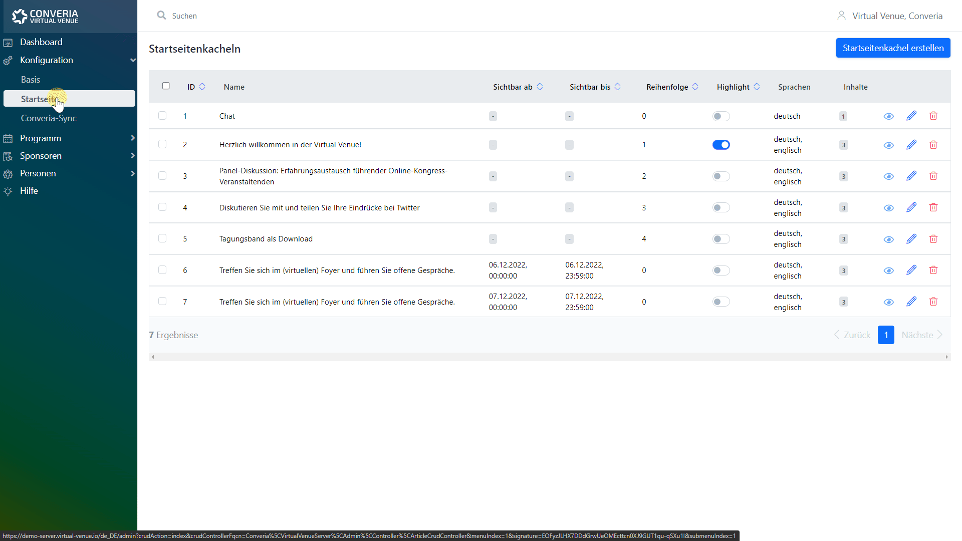 Abb. 1: Eine neue Startseitenkachel erstellen