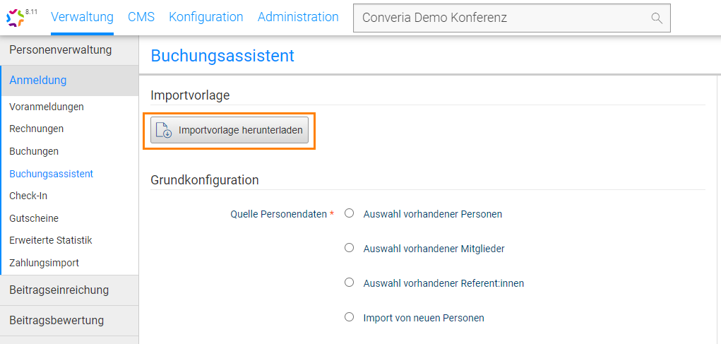 Abb. 2: Importvorlage herunterladen