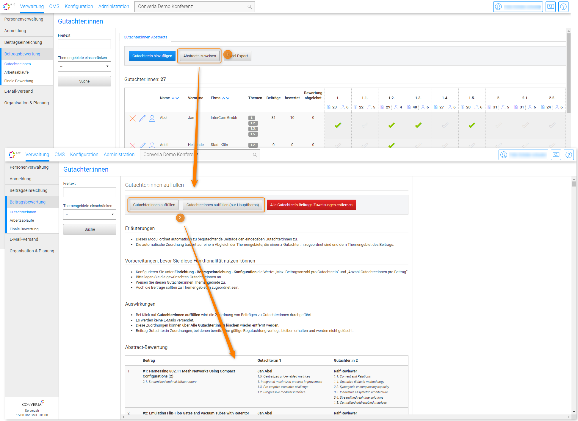 Abb. 2: Mehrere Beiträge automatisch zuweisen