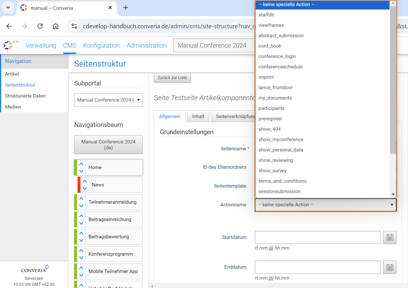 Abb. 1: Actionname auswählen