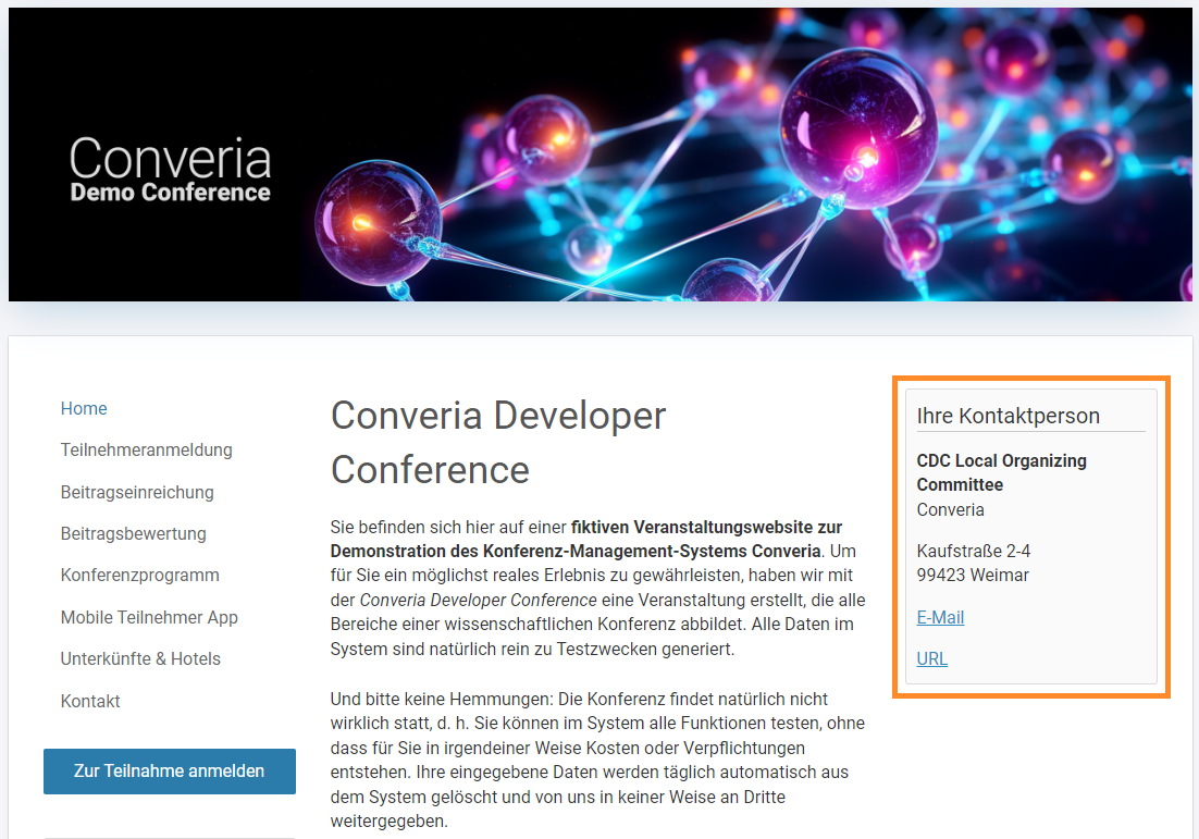 Abb. 1: Kontakt im Frontend