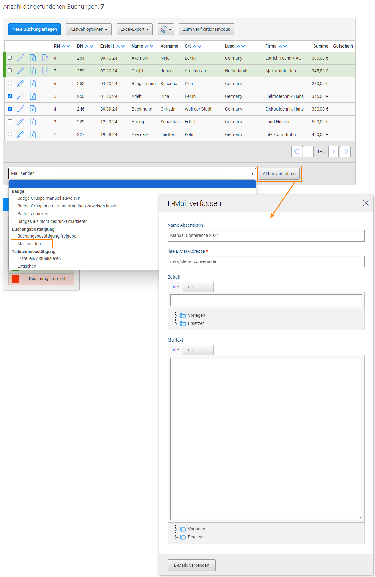 Mailversand direkt im Anschluss an die Freigabe