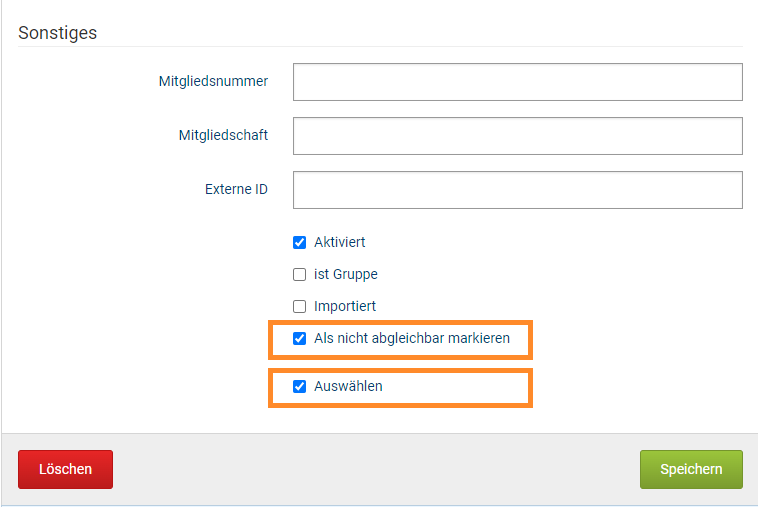 Abb. 4: Eigenschaften des Kontaktdatensatzes